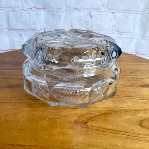 Vintage Etched Floral Clear Glass Accent Jar